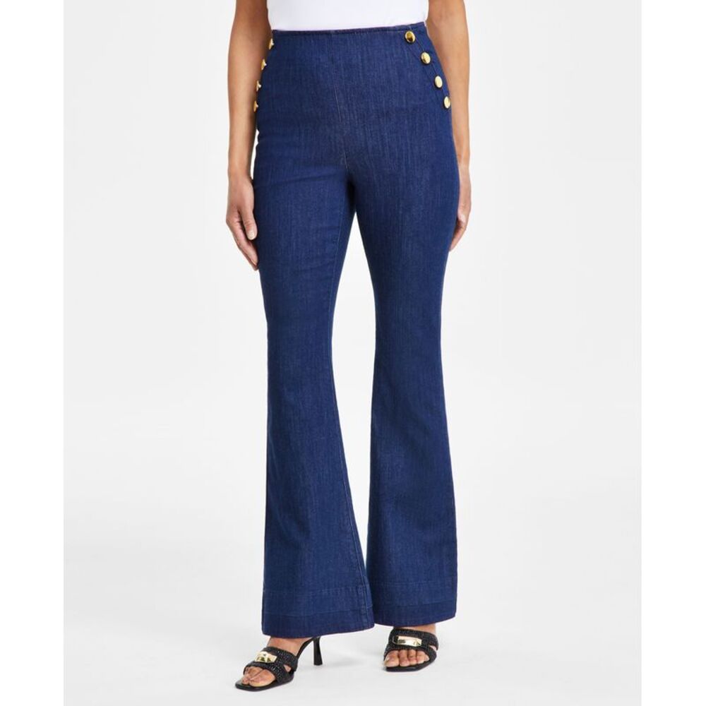INC International Concepts Women's Button-Trim High-Rise Jeans